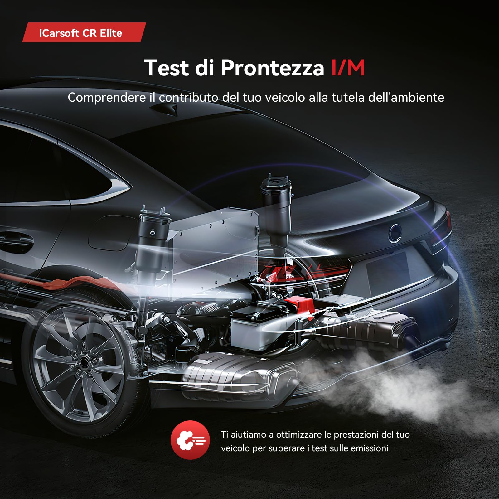 iCarsoft CR Elite OBD2 Auto Diagnostica, Diagnosi Auto Professionale in Italiano, Sistema Motore/ABS/SRS/Trasmissione, 9 Funzioni di Ripristino, Olio/EPB/BMS/ETC/SAS/BLD/INJ/DP-F, Aggiornamento a Vita