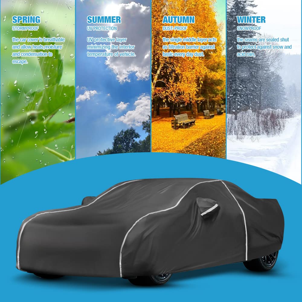 Waterproof Car Cover Compatible for Chevy Camaro 2010-2024 All Weather 6 Layers Full Car Cover with Storage Bag — view 5