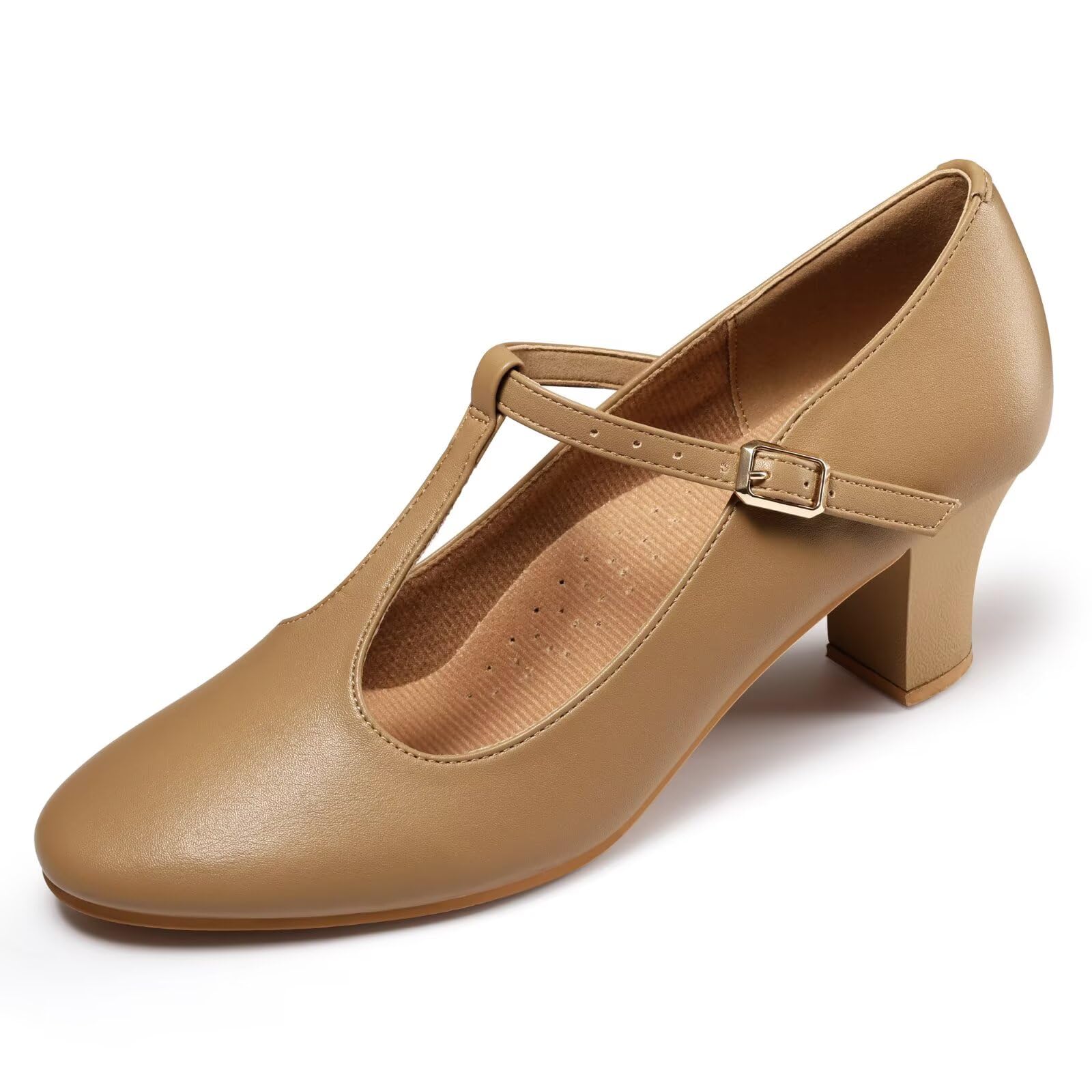 Zapatos de personajes para mujer, con correa en T, puntera cerrada, para salsa, tango, danza, zapatos de baile para estudiantes