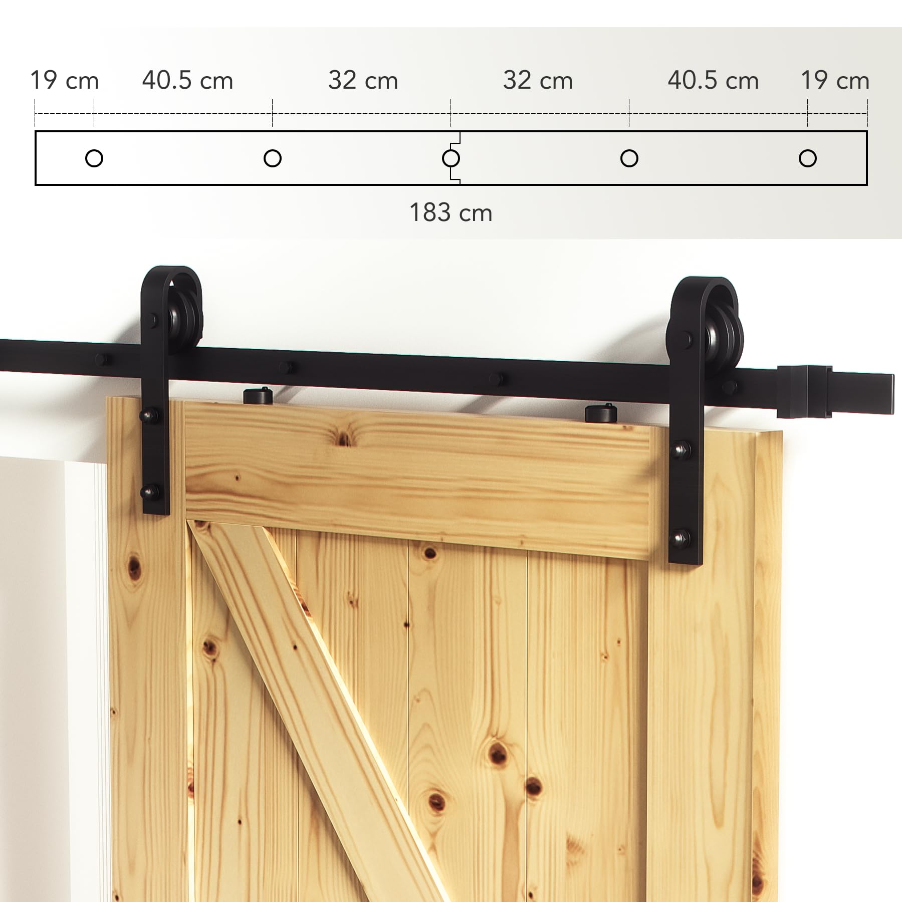 CO-Z 6FT/183CM Kit per Porta Scorrevole Binario Hardware per Sistema Ante Scorrevoli Set Guide di Scorrimento per Porta in Legno Kit di Ferramenta per la Porta (6FT 183cm)