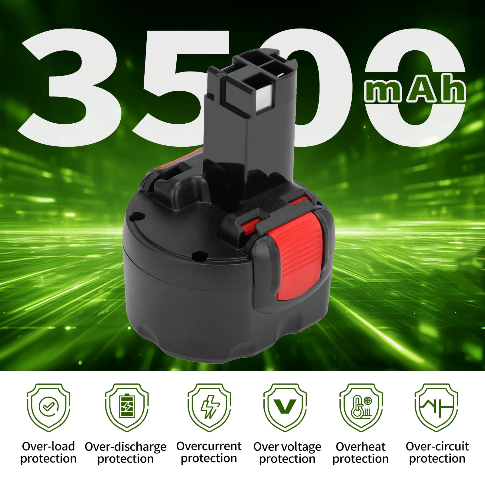 2X Shentec 9.6V 3.5Ah Ni-MH batería para Bosch BAT048 BAT100 BAT119 2607335272 2607335461 GSR 9.6VE-2 PSR 9.6VE-2 PSR960 23609 32609-RT