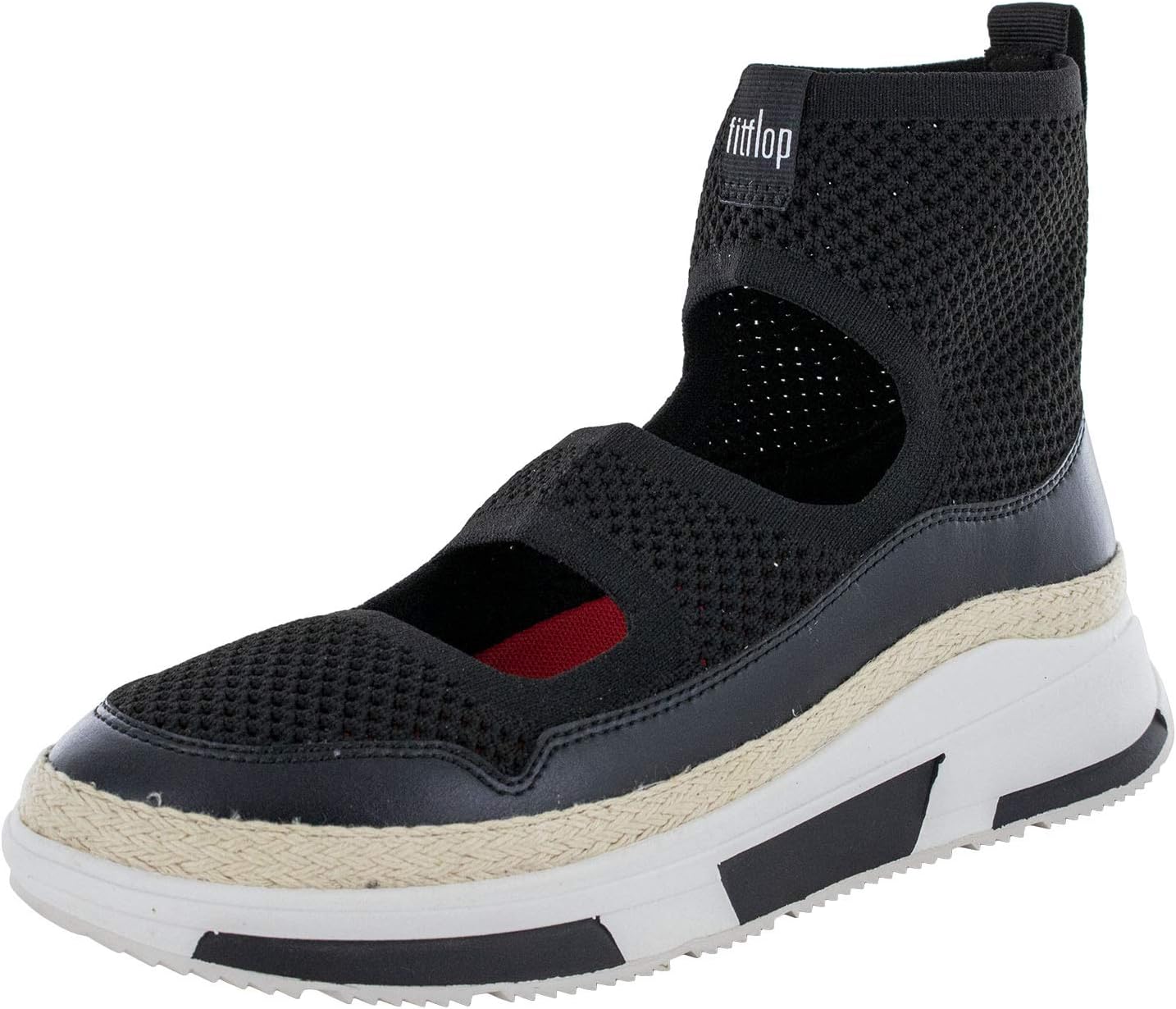 FitFlop Womens Blair Mesh High Top Sneaker Shoes, Black, US 7