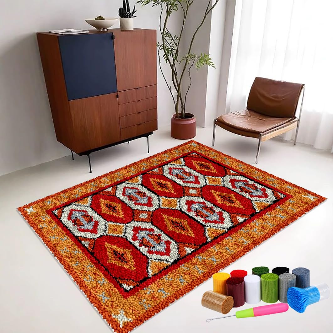 RxiBeFuw DIY Latch Hook Rug Making Kit for Adults 55 x 75 cm Latch Hook Kits Rugs Latch Hook Rug Kit Home Carpet Rug Making Kit Tapestry Kits for Adults DIY Tapestry Carpet Rug Making for Beginners