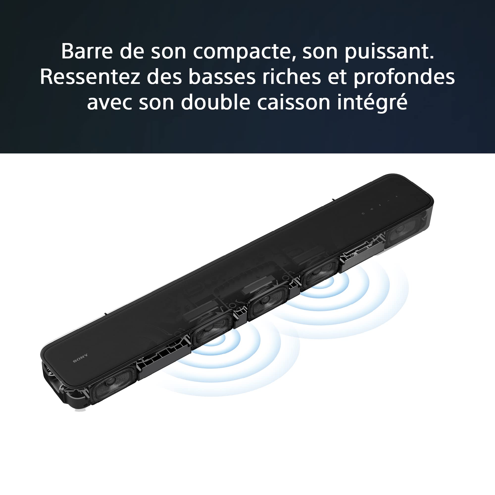 Sony HT-S2000 | Barre de Son Dolby Atmos® 3.1.(2) canaux | Vertical Surround Engine, Double caisson de graves intégré, Bluetooth, USB, Compatible SA-SW5/SA-SW3/SA-RS3S