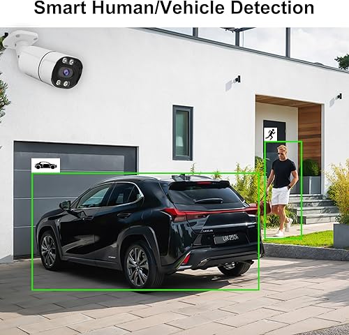 Miniatura 3 de JideTech Cámara bala IP PoE de 5MP para exteriores con audio de 2 vías, cámara de seguridad IP de lente de 0.142 in para interiores, IR de 120 pies,