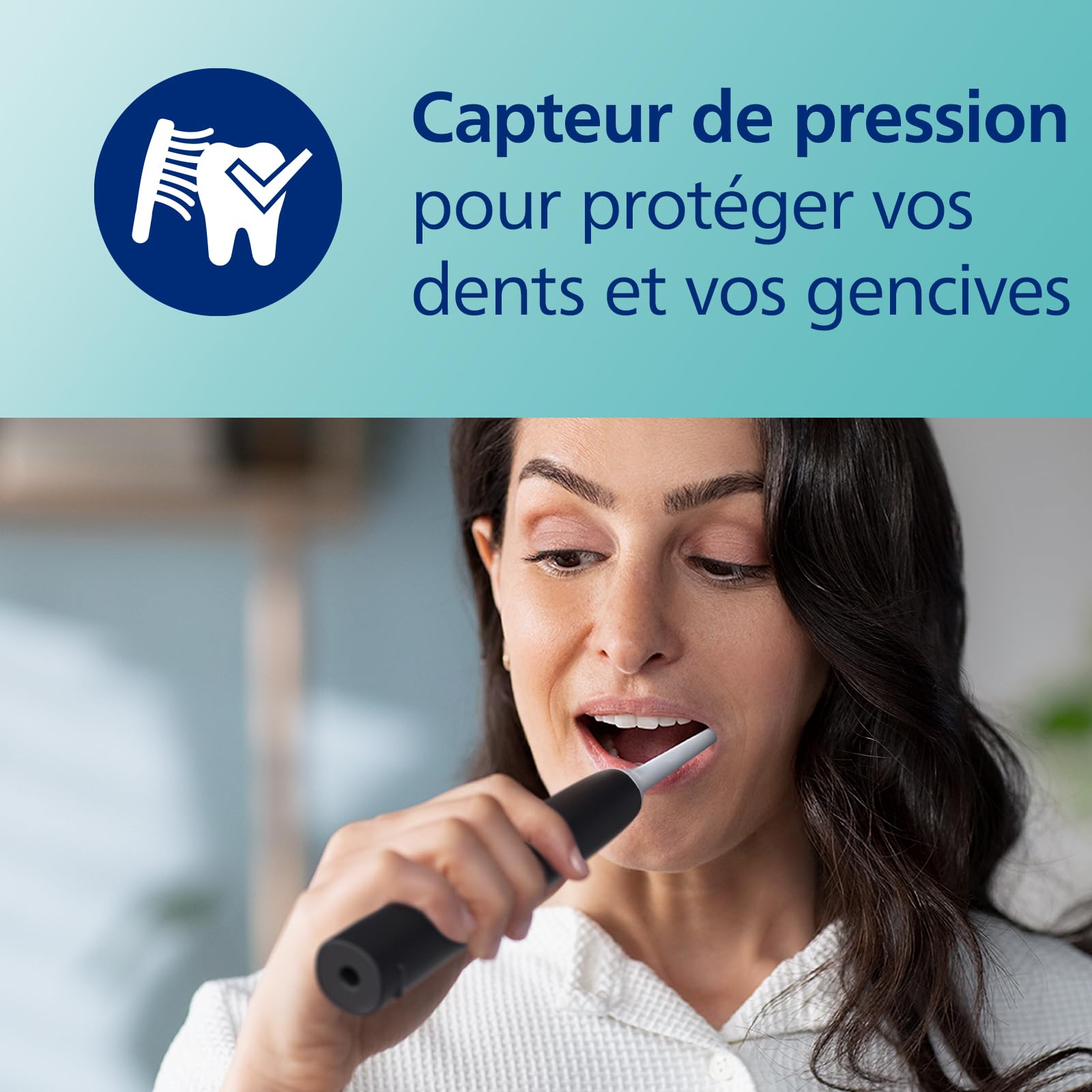 Philips Sonicare 3100, Brosse à dents électrique sonique, capteur de pression et minuterie, étui de voyage, noir, modèle HX3673/14