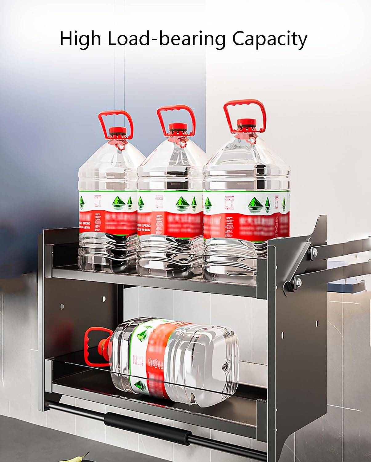 Kitchen Cabinet Pull Down Shelf for Spice Bottles Storage 2-Tier, Inner Space Saving Lift Upper Cabinet Organizer, Convenient Drop Down Shelf Blind Pull-Down (Size : 29.9"x11"x21.3")