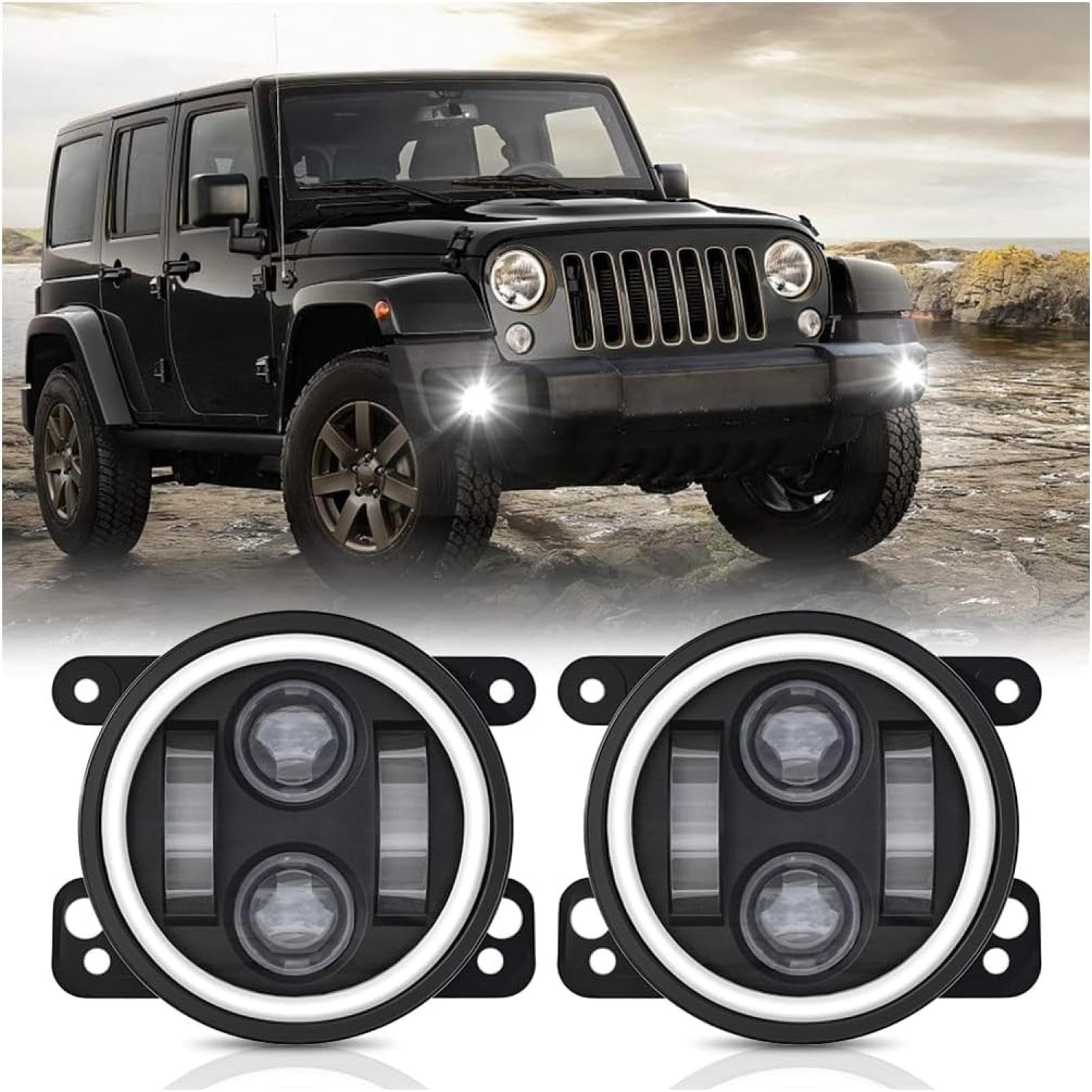 Mistlampen 4-calowe światło przeciwmgielne Angel Eyes Wymiana przedniego światła przeciwmgielnego samochodu Lampa samochodowa DRL Lampa przeciwmgielna do jazdy Dla Offroad 4X4