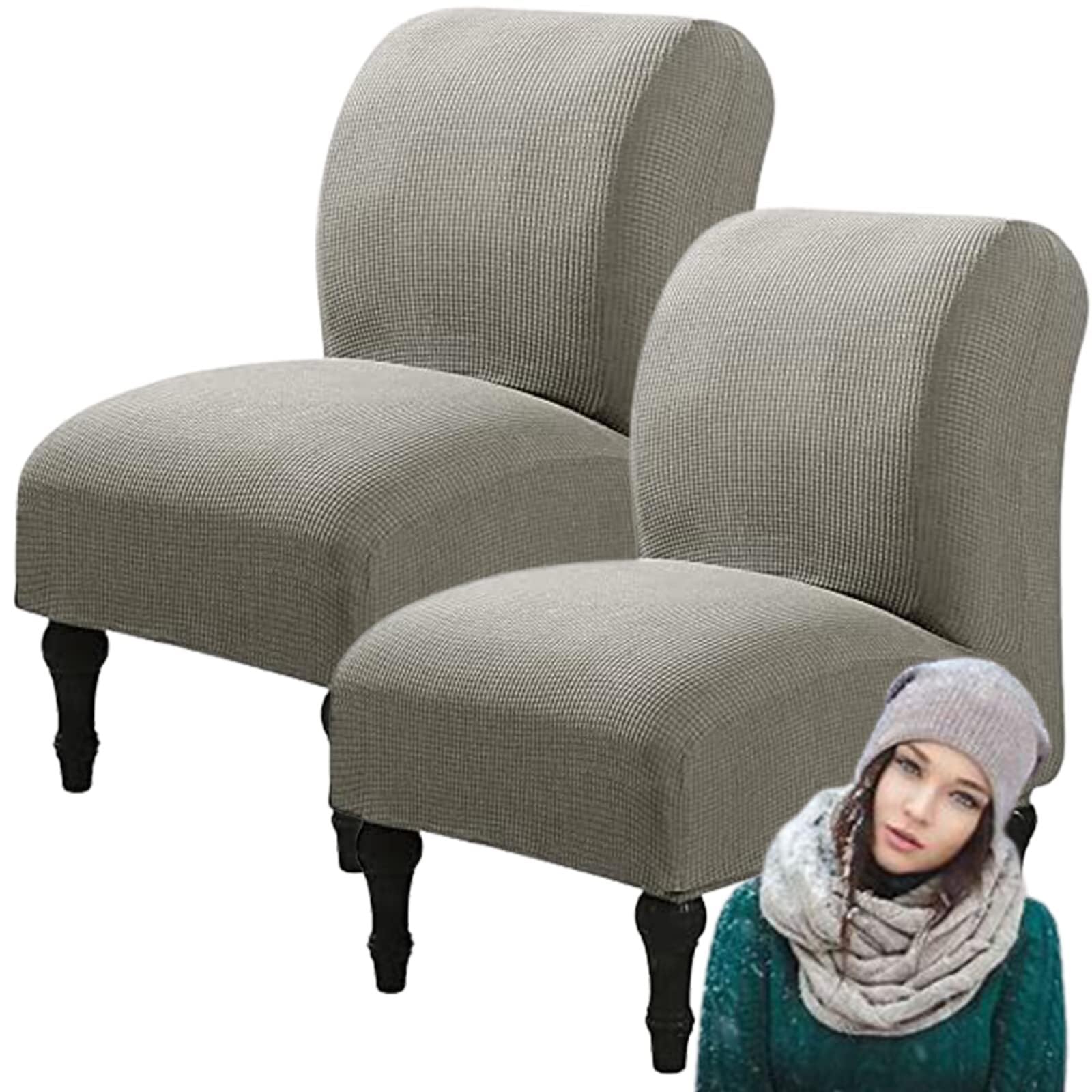 NMVAWIPT Armless Accent Chair Covers, Polyester+Spandex Stretch Slipcover, Removable Furniture Protector, For Home Hotel(#1,2pcs)