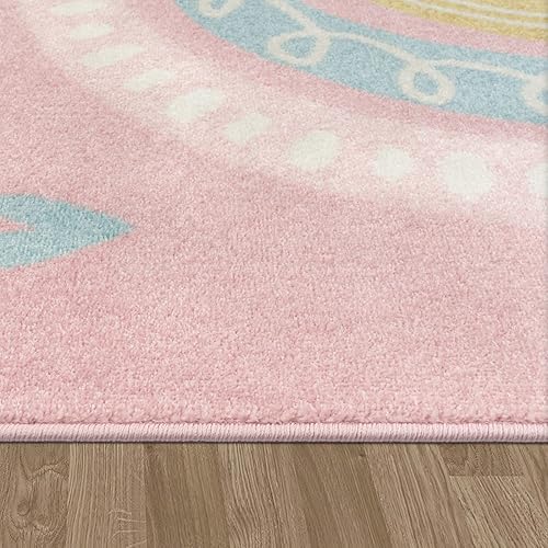 Miniatura 3 de Paco Home Alfombra de habitación infantil con arco iris y corazones en rosa, tamaño 5'3" x 7'3"