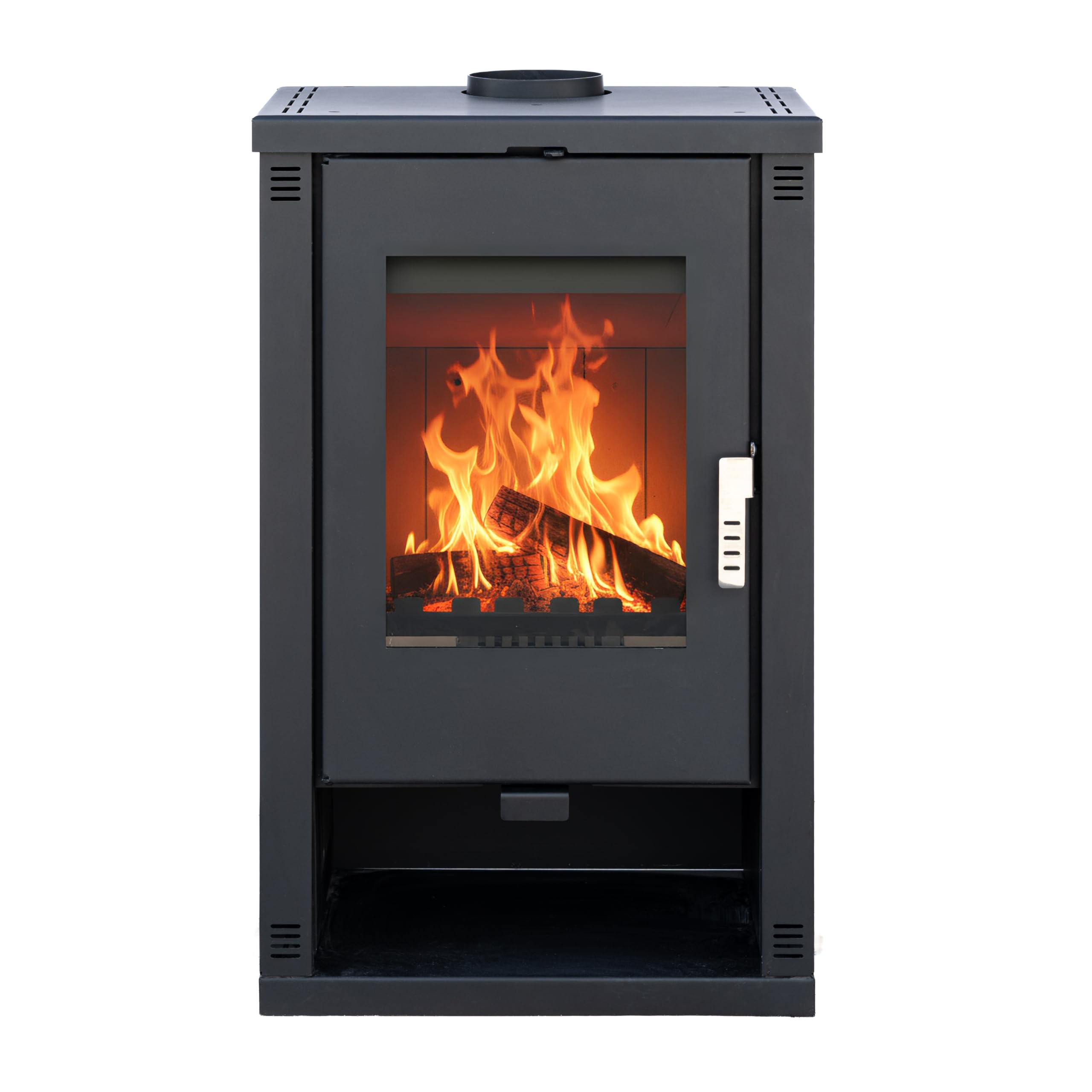 ALAZ Mouse K10M Kaminofen 10 kW – Schwarz | Holzofen mit Schamott-Brennkammer & großem Sichtfenster | Für Holzscheite bis 50 cm | Energieeffizienzklasse A+