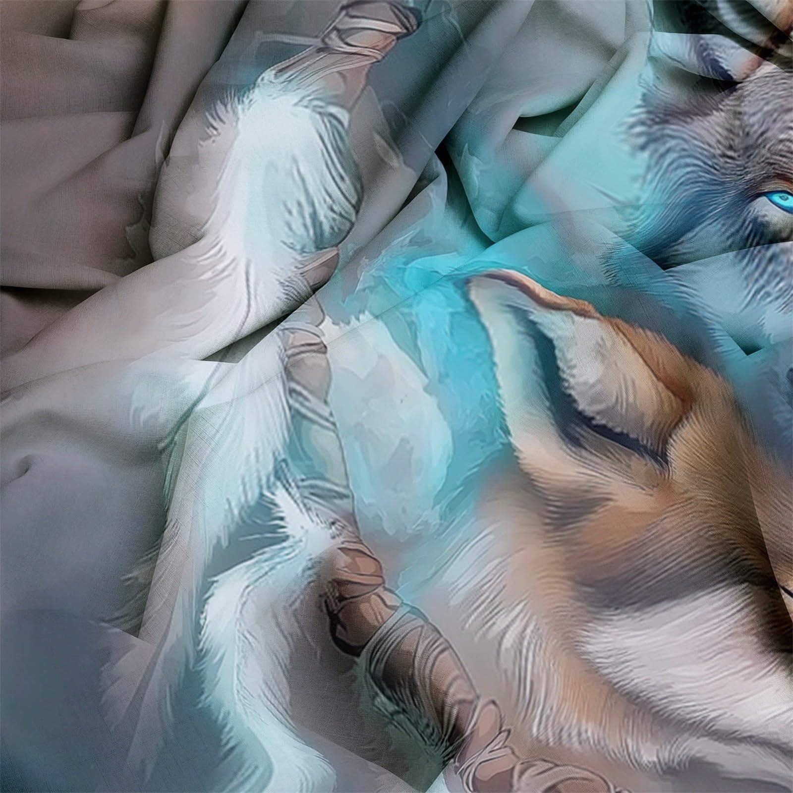 Generisch H215 x B220 cm Vorhang Wärmeisolierend Set, Traumfänger Blickdichte Gardinen, Traumfänger Feder Wolf Thermo Vorhänge für Schlafzimmer Wohnzimmer Kinderzimmer Küche Fensterdekoration