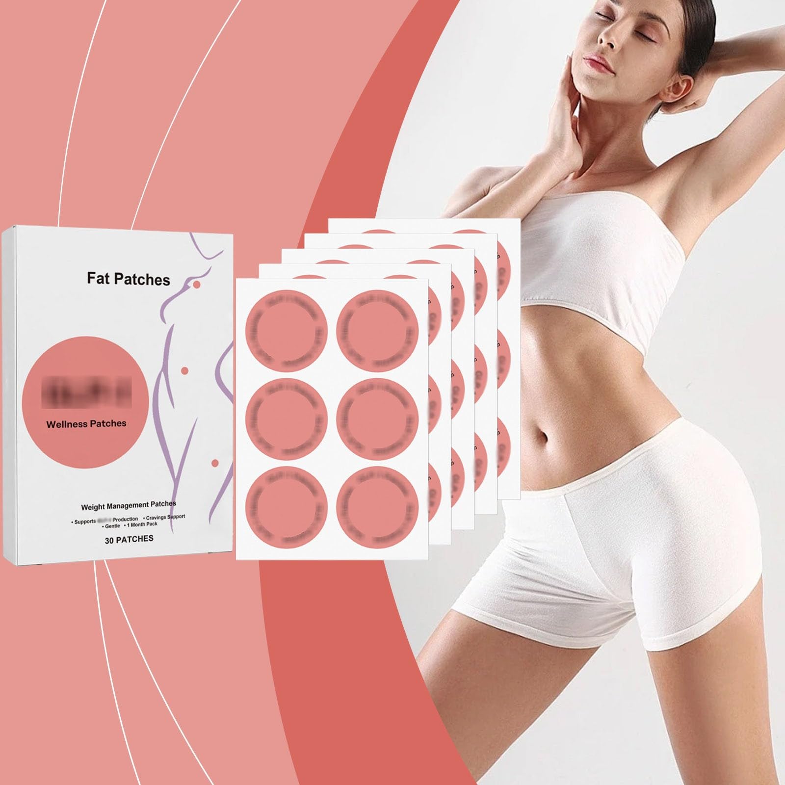 Plastry Odchudzające 30 szt. Plastry na, wyszczuplające i ujędrniające | Plaster wellness do zarządzania wagą, pomaga ograniczać zachcianki, delikatna formuła, proste użycie dla
