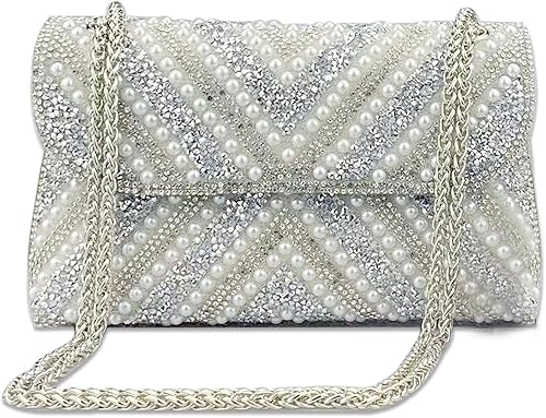 Miniatura 10 de Bolsos de mano con diamantes de imitación para mujer, bolsos de hombro con cadena, bolsas de noche brillantes para cóctel, graduación, fiesta, boda