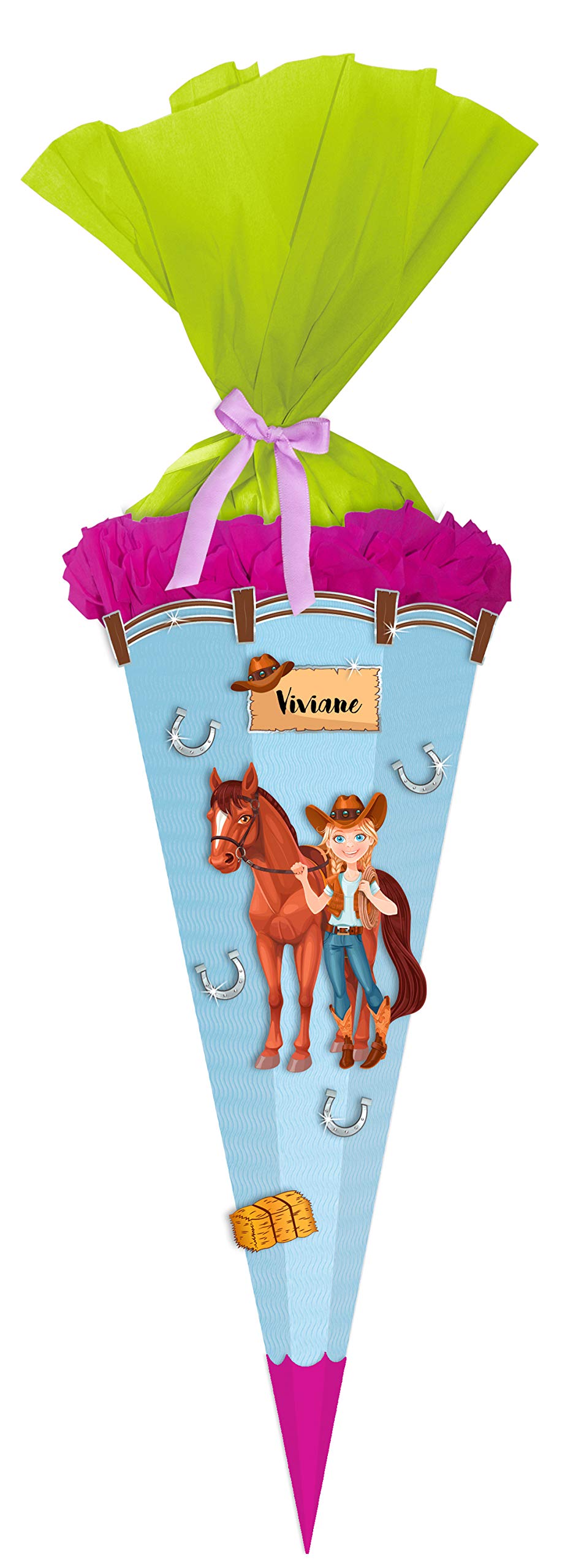 Ursus Easy Line 9870008 Craft Set Horse and Rider 6 Square School Cone Made of 3D Corrugated Cardboard 2 Rolls of Crepe Satin Ribbon and Punched Pieces All Parts Pre-Cut Height 68 cm Diameter 20 cm