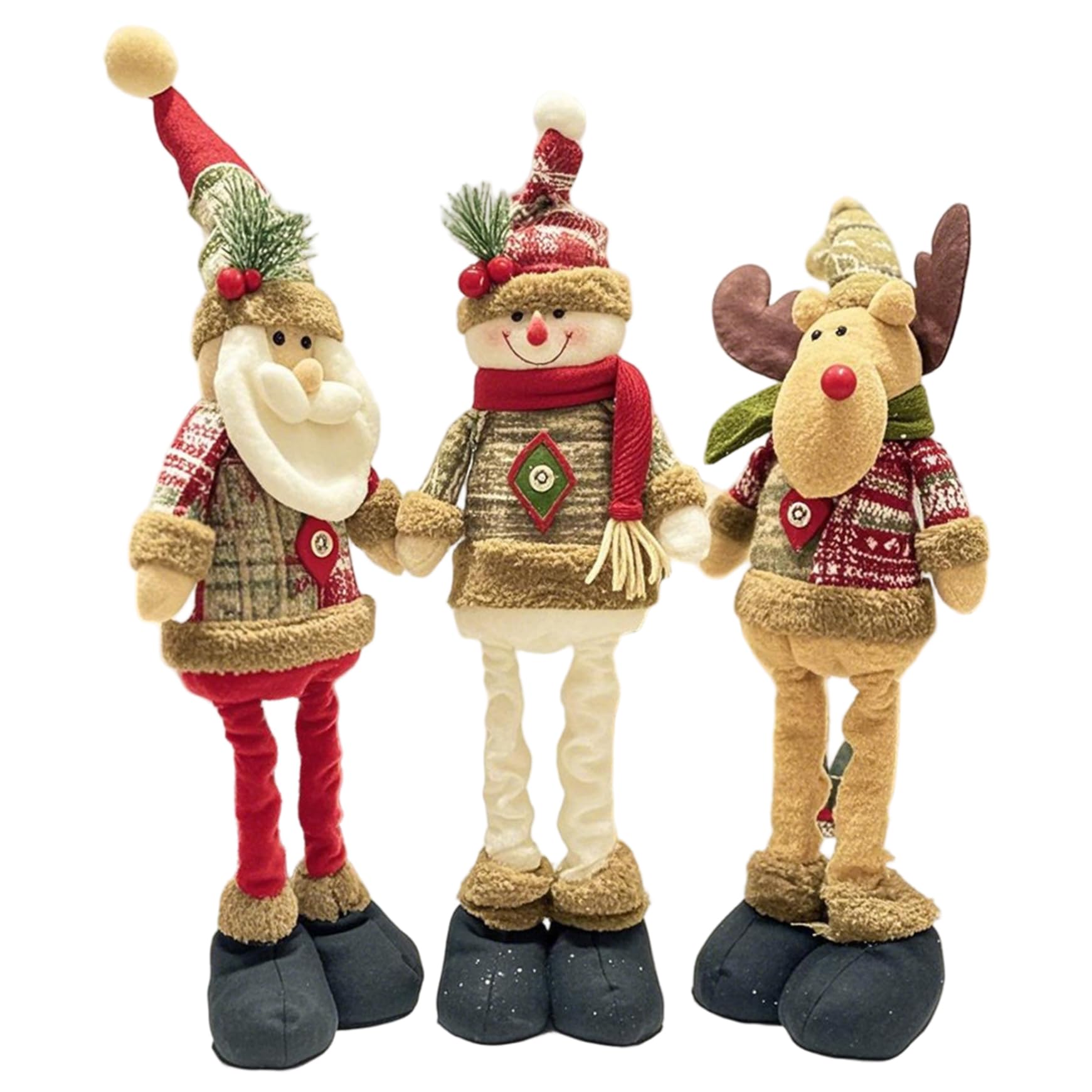 Ornements de Noël mignons en peluche douce à jambes télescopiques