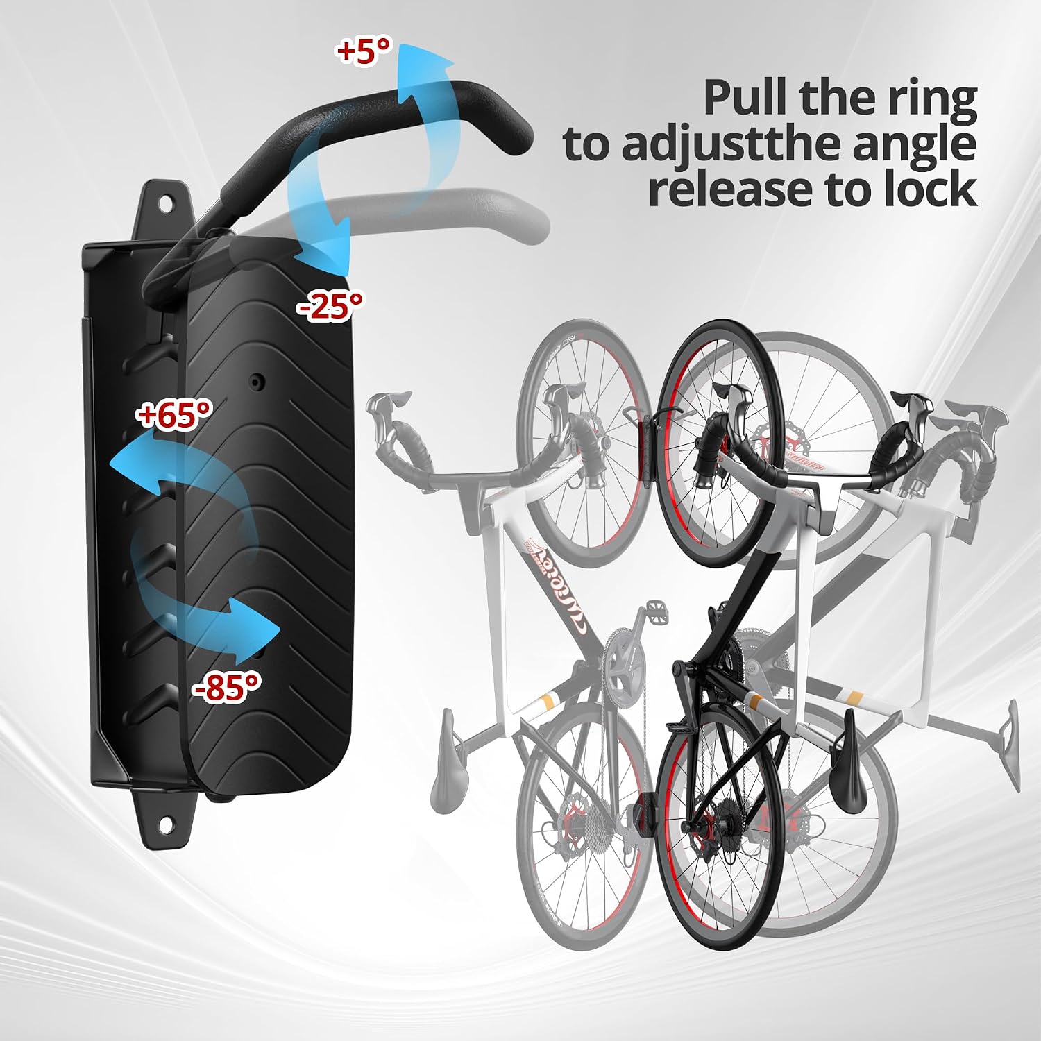 Swivel Bike Wall Mount, Bicycle Hangers For Garage, Metal Bike Rack Storage Holder Up To 66lbs, Black