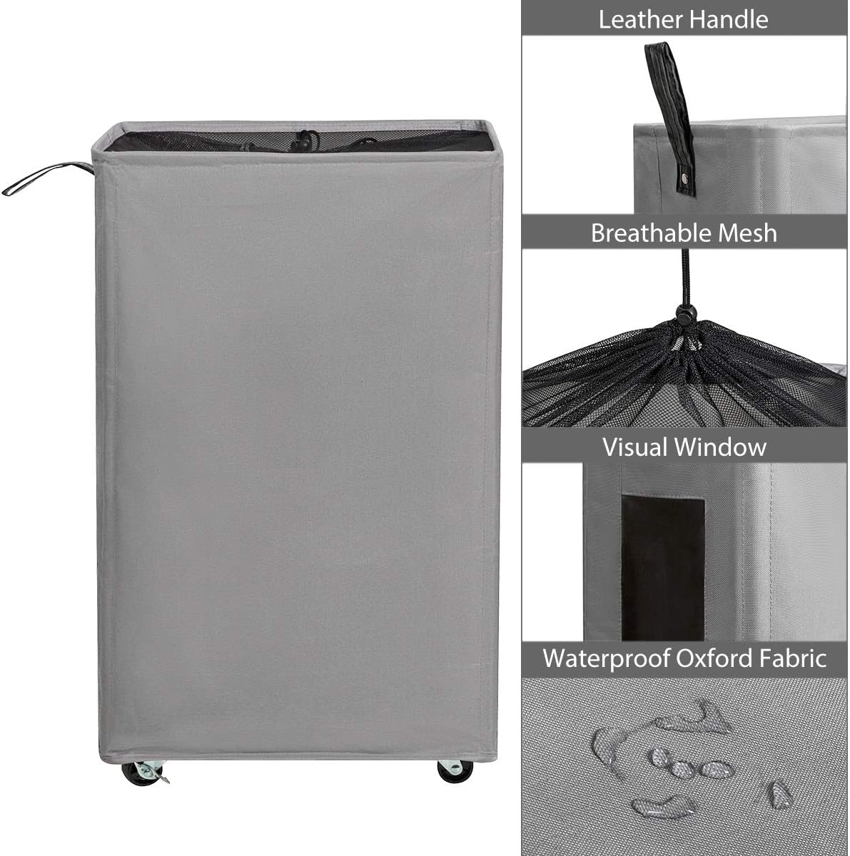 Chrislley 2 Pack Laundry Hampers Dark Light with Handles Sturdy Laundry Baskets Large Capacity Tall Collapsable Laundry Baskets Easy Carry Aesthetic Hampers for Laundry Foldable Laundry Hamper (Grey1)