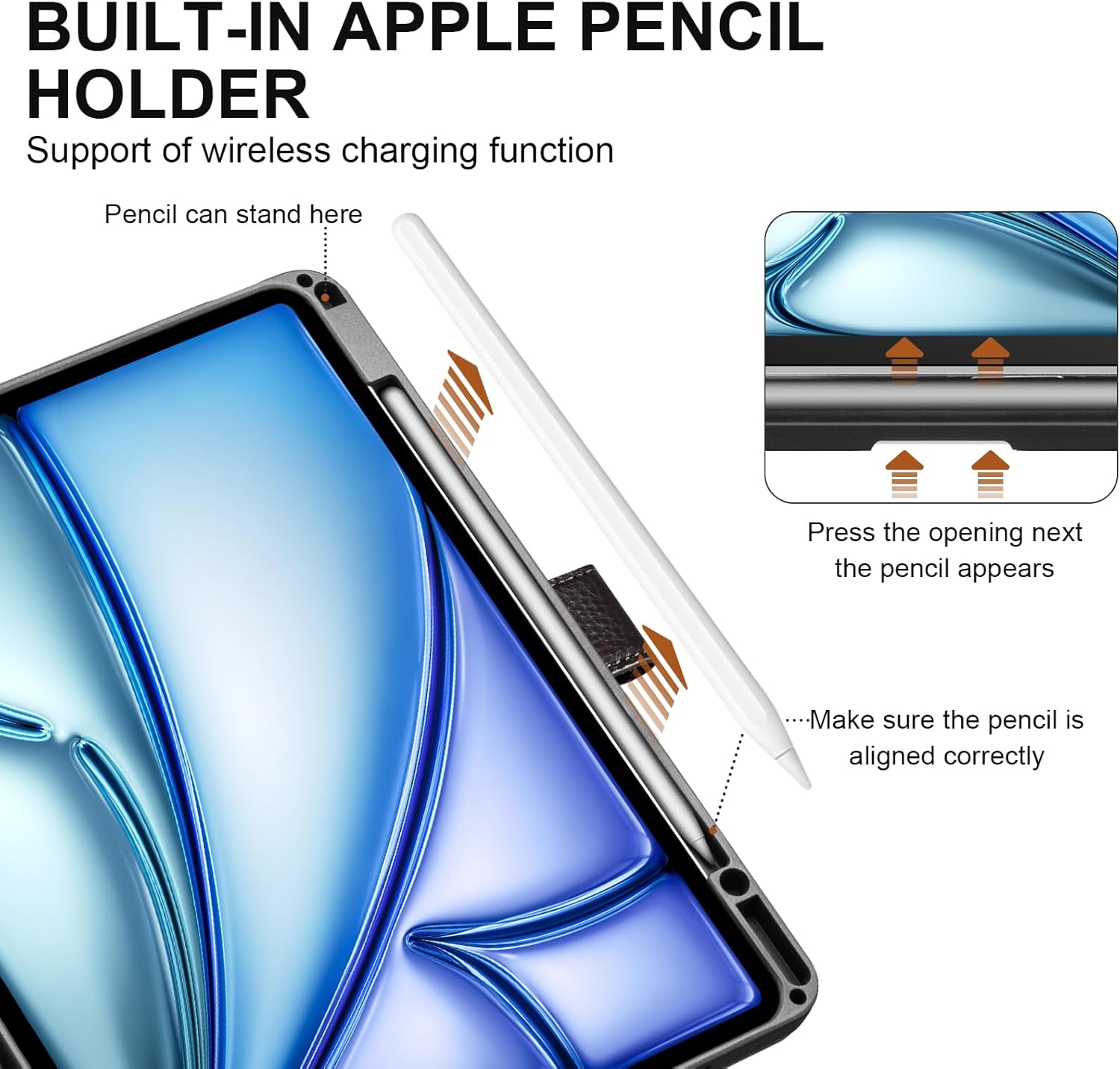 Genuine Leather Case for iPad Air 13 inch M4 2026/M3 2025/M2 2024 ，with Pencil Holder and Adjustable Stand, Magnetic Closure, Auto Wake/Sleep Cover | Dark Brown