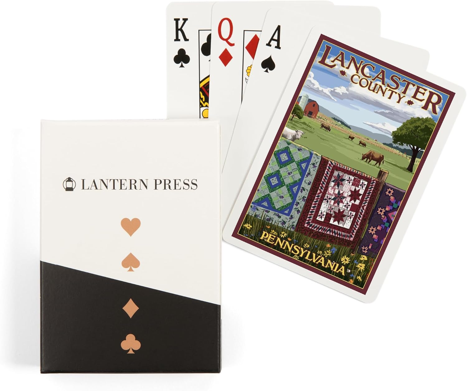 Lantern Press Lancaster County, Pennsylvania, View with Quilts on Fence, 52 Playing Cards for Adults, Poker Size Card Deck