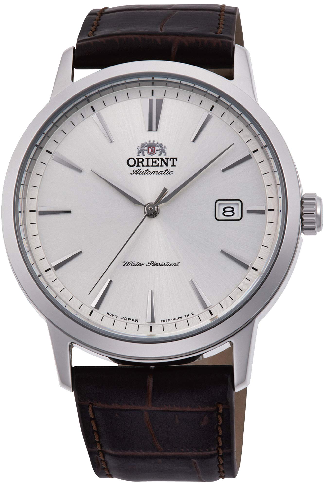 Orient Męski analogowy zegarek automatyczny ze skórzanym paskiem RA-AC0F07S10B, brązowy, Pasek