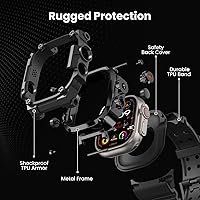 Vista 3 de Funda resistente con correa para Apple Watch Ultra 3/2/1 (1.732 pulgadas) – Protección de grado militar a prueba de golpes, correa táctica ligera