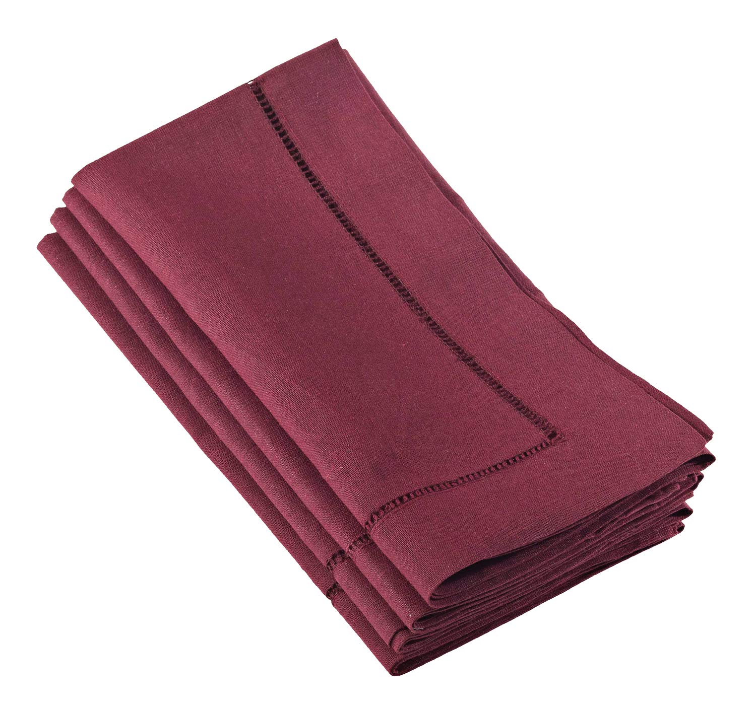 Fennco Styles Basic Collection Classic Hemstitch Boarder Linen Blend 20 x 20 Inch Cloth Napkins, Set of 4 – Wine Diner Napkins for Wedding Banquets, Family Gather, Special Events and Home Décor