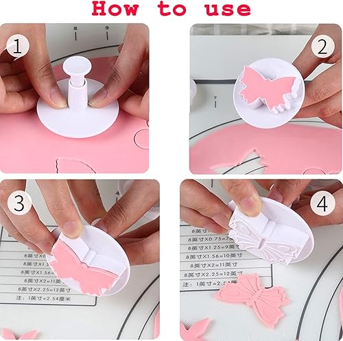 Miniatura 7 de Juego de 36 herramientas de decoración de tartas de flores y pasta de goma, sello de galletas, diseño de hojas de margarita, mariposa, corazón,