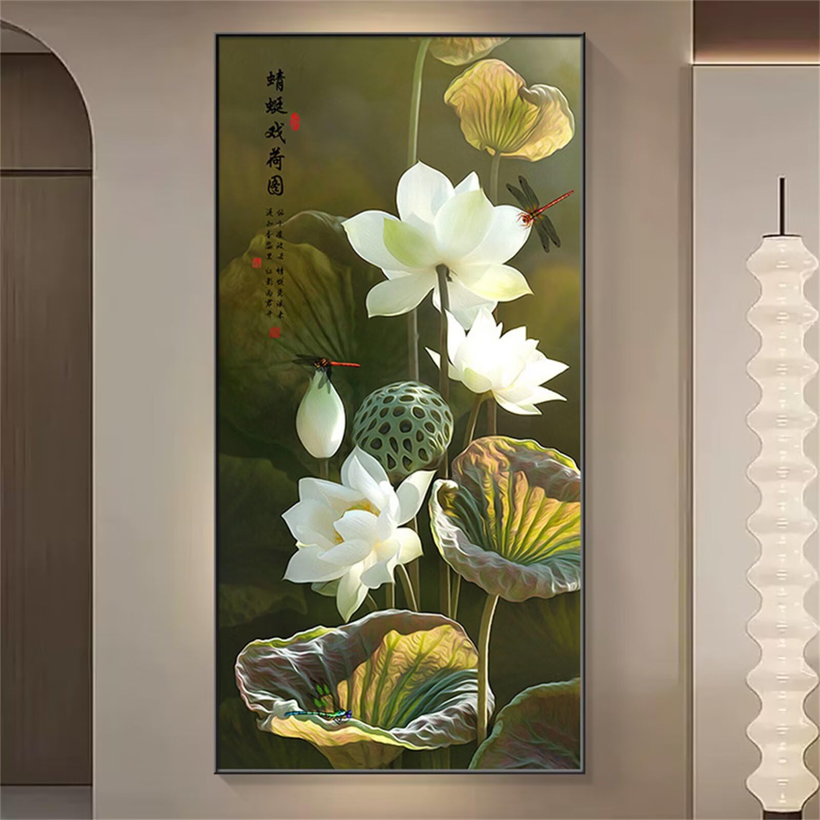 Peinture Diamant Grand Format Lotus : Créez une décoration murale zen dans votre salon