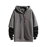 Fashion Hoodies Men's Color Block Pullover O-Neck Hooded Sweatshirt Patchwork