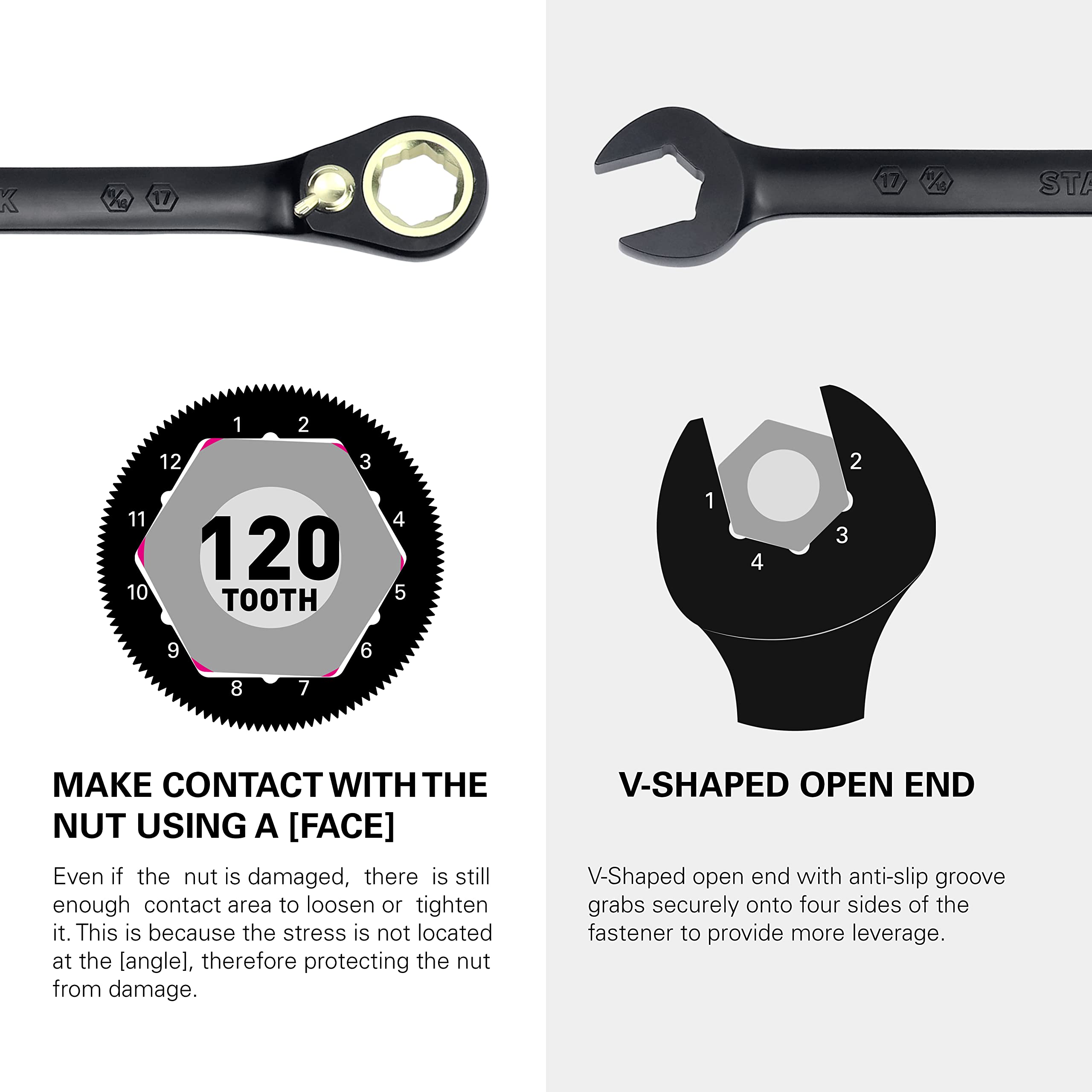 Amazon | STARWORK True Mechanic™ 12個 120T リバーシブル SAE& 