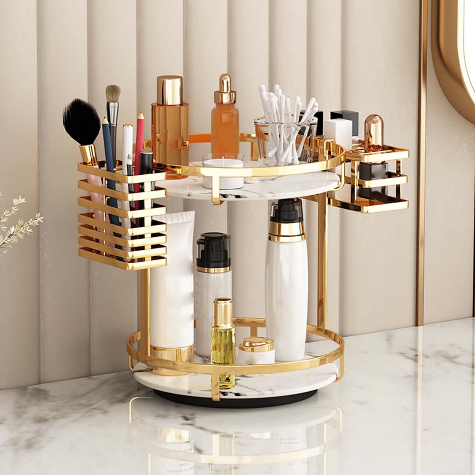 Makeup Organizer Kosmetikregal Make Up Halter Aufbewahrungsständer mit Herausnehmbarer Melaminharzplatte Und Kohlenstoffstahl für Badezimmer