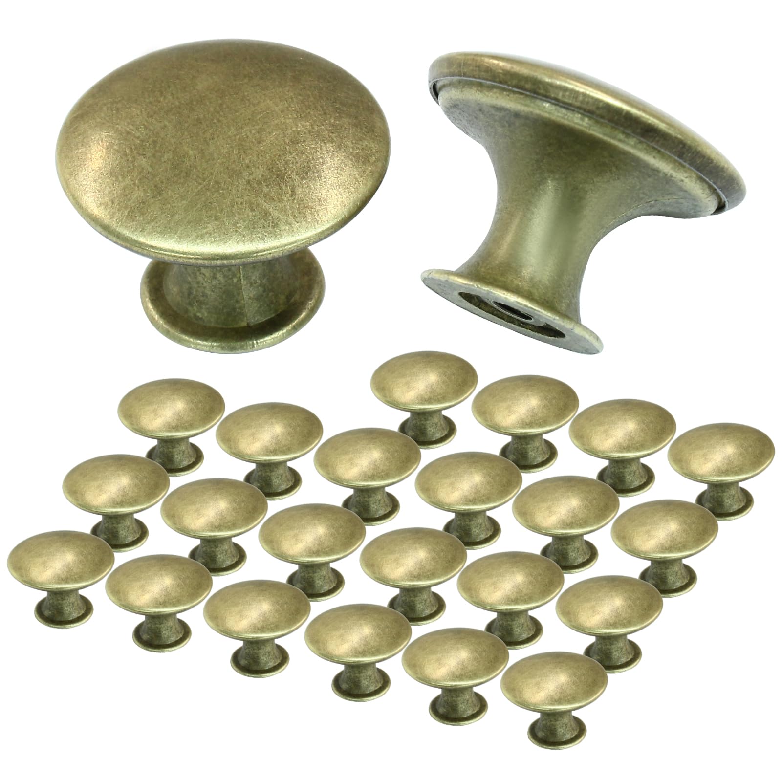 Cjueiom 24Pcs Kitchen Cabinet Knobs, Antique Brass Door Knobs