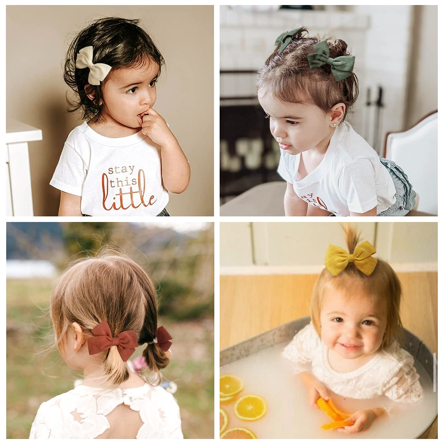 40 PCS Baby Girls Hair Clips Fully Lined Non Slip For Infant Fine Hair Bows Barrettes for Toddlers Kids Children in Pairs : Baby