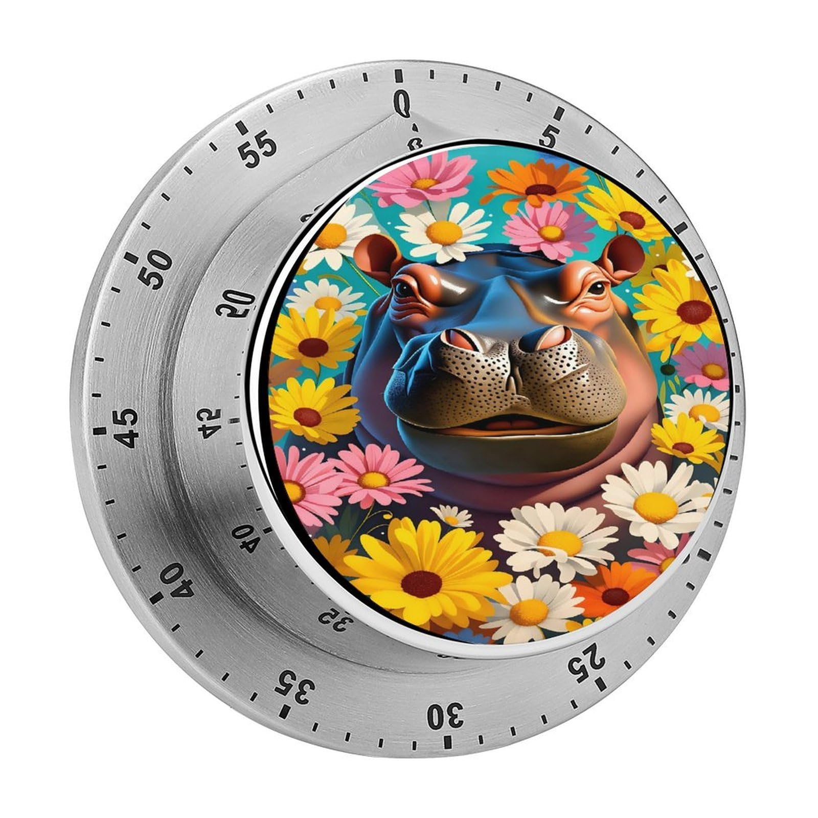 Hippo Colorful Daisy 60 Minute Wind Up Timer,Visual Mechanical Magnetic Timer with Loud Alarm for Kitchen