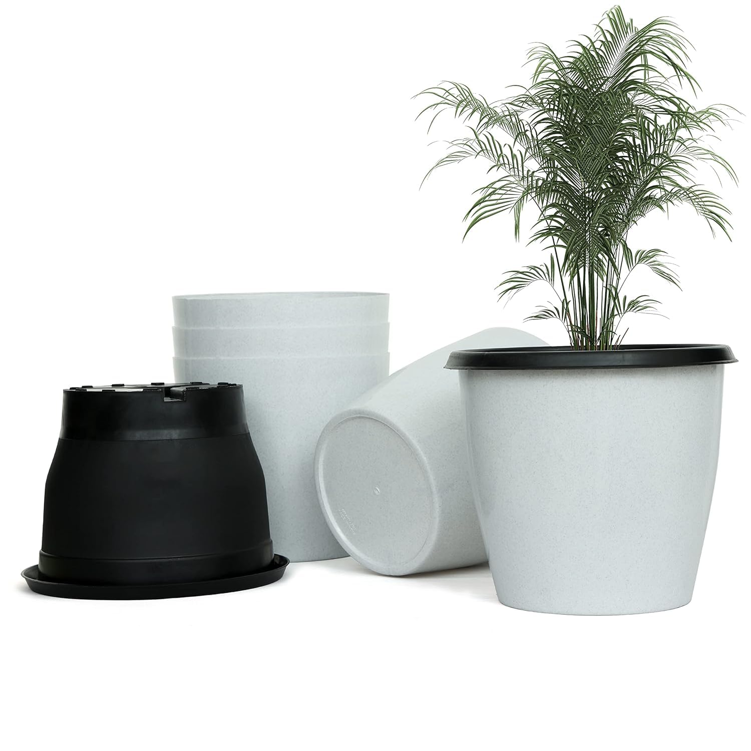 Vaso da fiori autoirrigante da 25,4 cm, in plastica vergine, per interni, giardino, balcone, casa, soggiorno, cucina, ufficio, regalo, vaso per piante grande Gamla (confezione da 5)