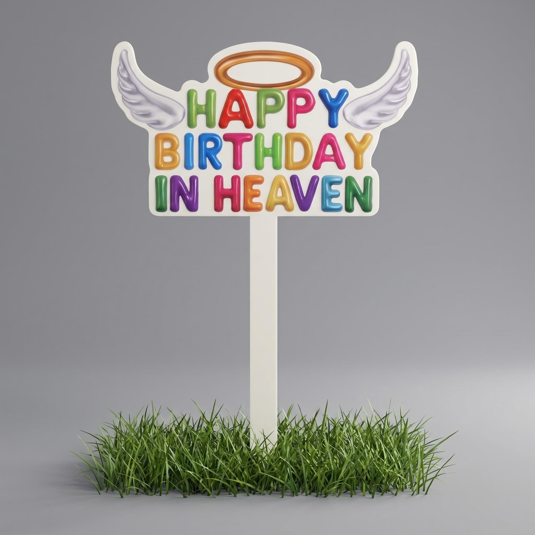 Valicaer Happy Birthday in Heaven Grave Decorations, Acrylic Memorial Plaques for Graves, Cemetery Grave Marker with Heart Design, Outdoor Garden Stake for Birthday Tribute