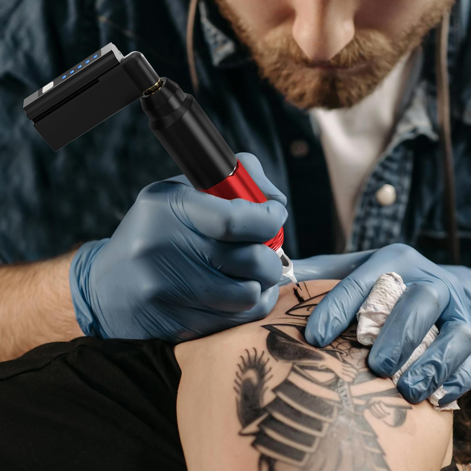 Solong Kit de Máquina de Tatuar SLP51KITEU-2 con 10 Cartuchos de Agujas, 7 Botellas de Tinta y Fuente de Alimentación de 1500mAh
