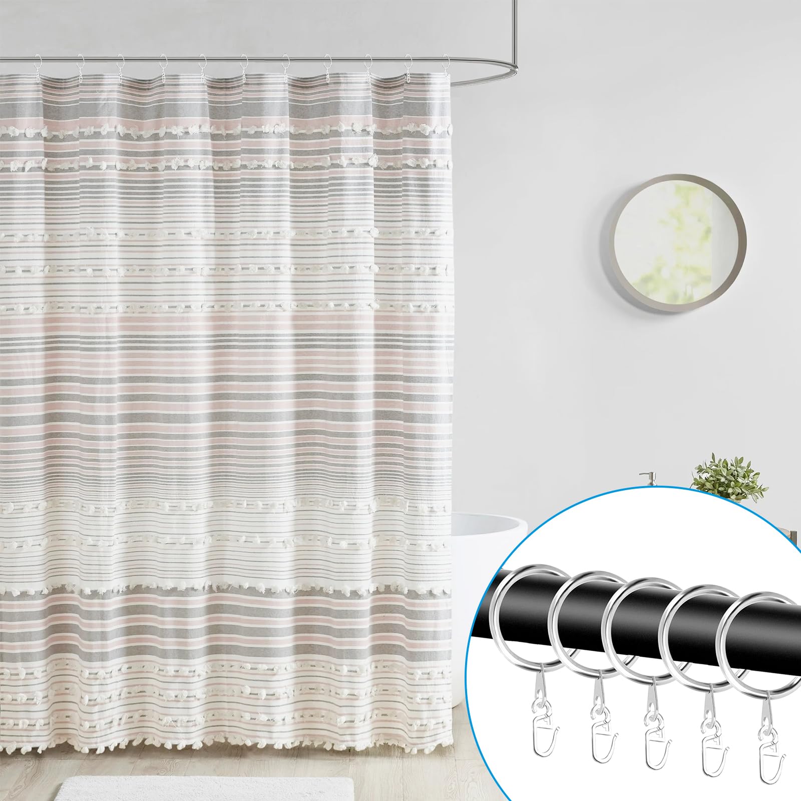 50 Anelli Per Tende In Metallo 30mm Con Ganci | Argento | Per Finestre, Docce E Porte - Foto 12