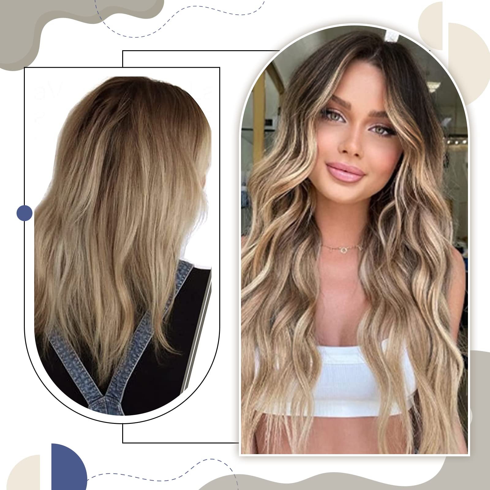 LaaVoo Tape in Hair Extensions Human Hair Blonde Tape Hair Extensions Real Human Hair Invisible Tapes Remy Straight Balayage Brown to Blonde Hair Double Sided Tabs 20pcs 50g 18 Inch #3/8/24 - Image 3