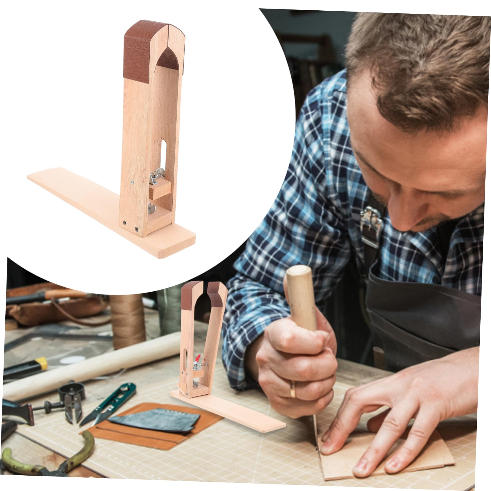 SEWACC Pinza de Costura Manual de Madera para Cuero, 1 Juego
