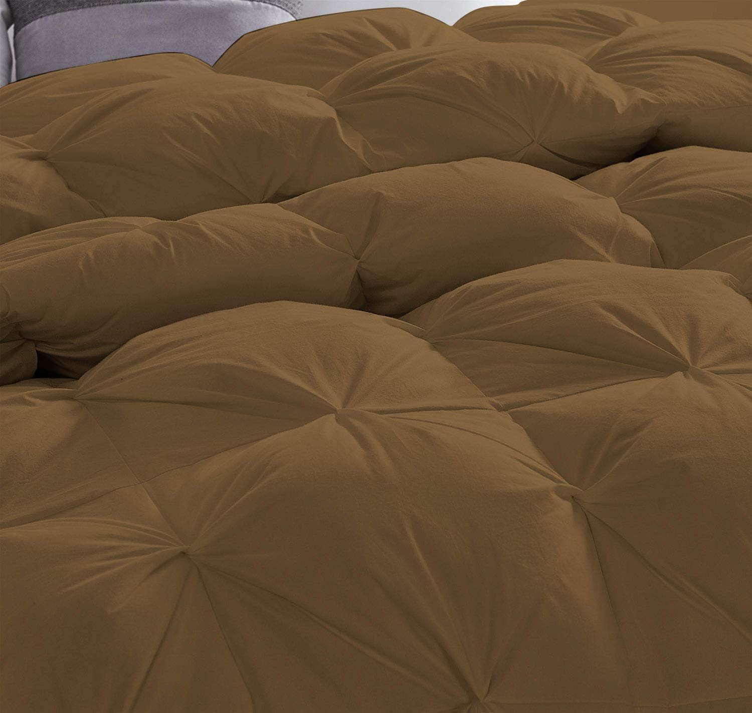 1 Piece Pinch Pleated Comforter Premium 800 Thread Count 500 GSM 100% Egyptian Cotton Super Soft (Super King, American Taupe)