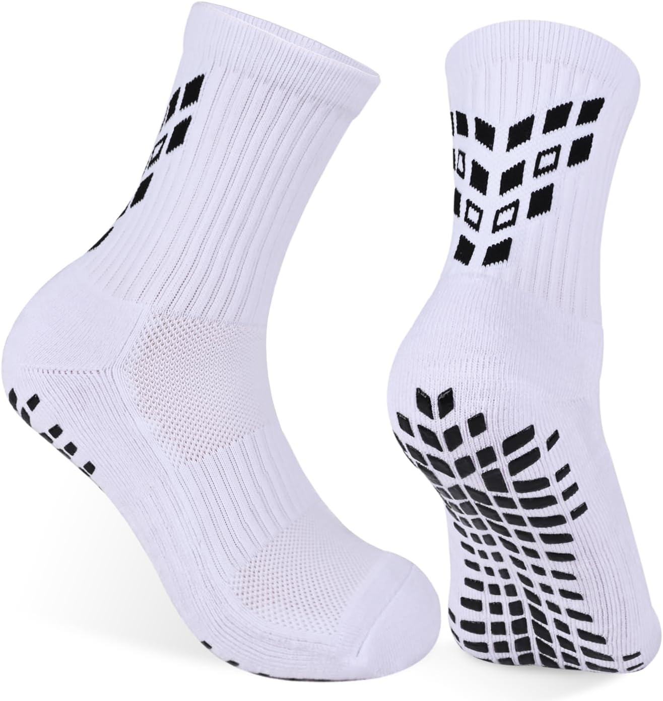 4-Pack Grip Soccer Socks Men Women Non-slip Sports Sock Rugby Yoga Football Basketball, Cushion Wickking Reinforced