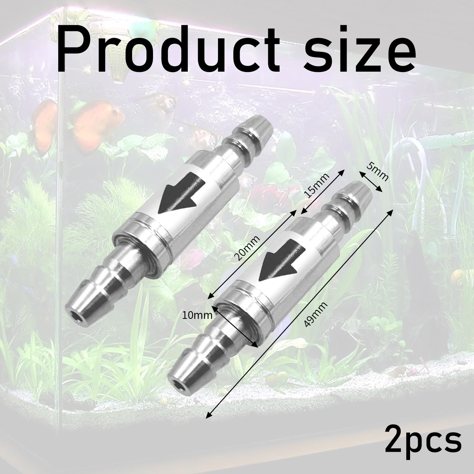 Lot de 2 clapets anti-retour en acier inoxydable pour aquarium, CO2 pour tuyau à air de 4 mm, pompe à air, diffuseur