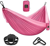 Vista 13 de Grassman Hamaca de camping doble y individual hamaca portátil con correas de árbol, hamacas de paracaídas de nailon ligero, accesorios