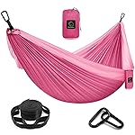 Camping Hammock Double & Single Portable Hammock with Tree Straps, Lightweight Nylon Parachute Hammocks Camping Accessories Gear for Indoor Outdoor Backpacking, Travel, Hiking, Beach