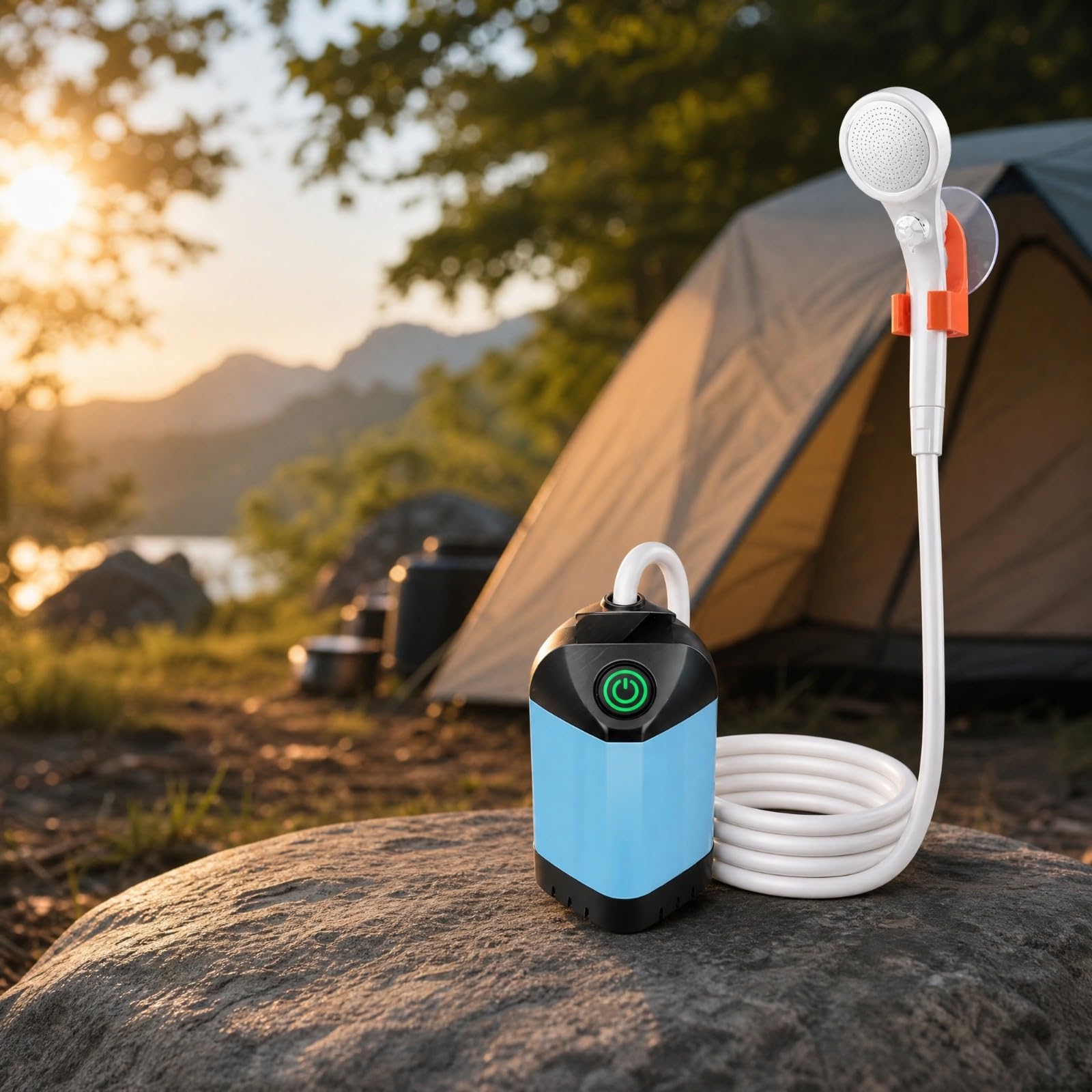 KESOTO Ducha Eléctrica Portátil con Pantalla mperatura Silenciosa Ducha Mano Portátil con Tubo Flexible Flexible Recargable para Campamento, Estilo A
