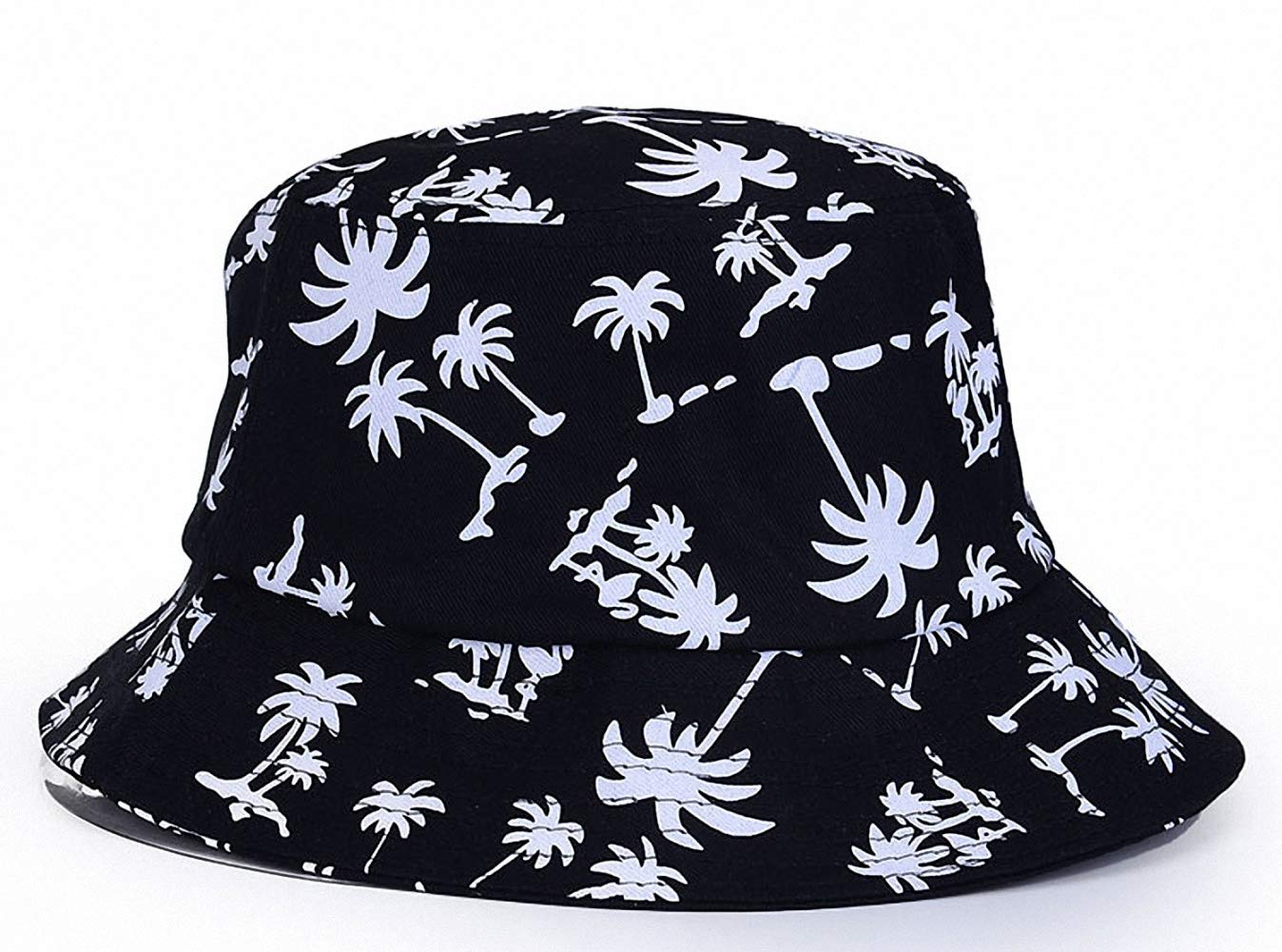 Ulalaza Women's 5000703Blk Packable Bucket Hat Summer Washed Cotton Outdoor Capfor Girls Flat Top Sun Hat