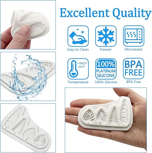 Miniatura 8 de Moldes de fondant de hojas de tortuga hawaiana, moldes de silicona de chocolate con hoja de plátano y hoja de palmera, moldes de resina de arcilla