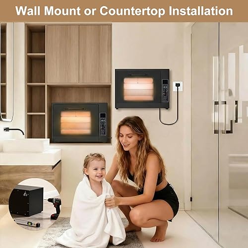 Miniatura 5 de YOTAN Calentador de toallas, calentador de toallas de gran capacidad de 25 litros para montaje en pared o encimera para baño, temperatura ajustable